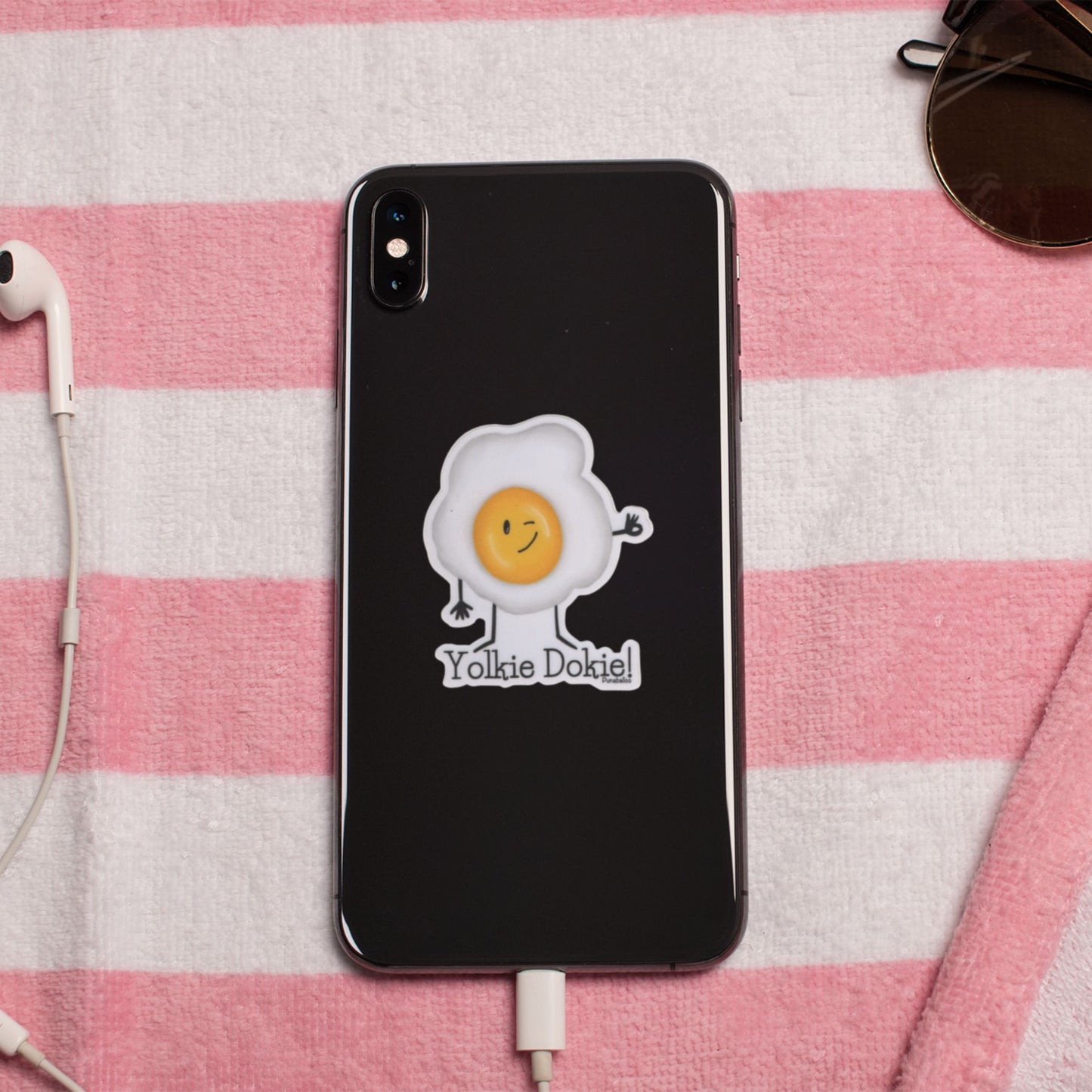 Yolkie Dokie Waterproof Egg Pun Sticker – 3″ Durable Vinyl, Weatherproof & Dishwasher Safe (Perfect for Laptops, Bottles, Cars) - Punaballoo