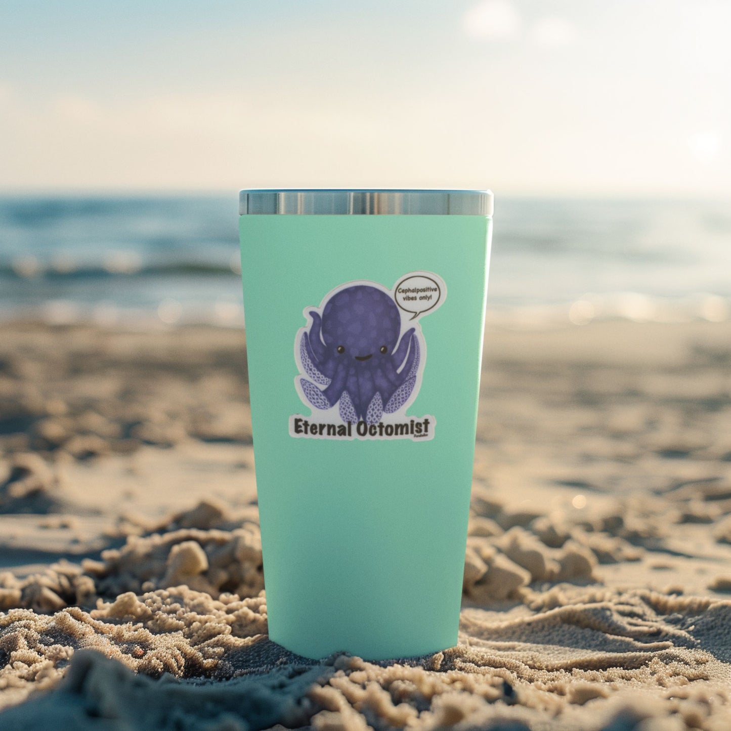 Eternal Octomist Octopus Sticker – 3″ Vinyl, Weatherproof, Punny “Optimist” Vibes