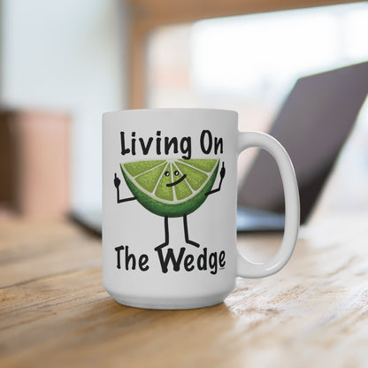 Living on The Wedge 15oz Lime Pun Mug - Punaballoo