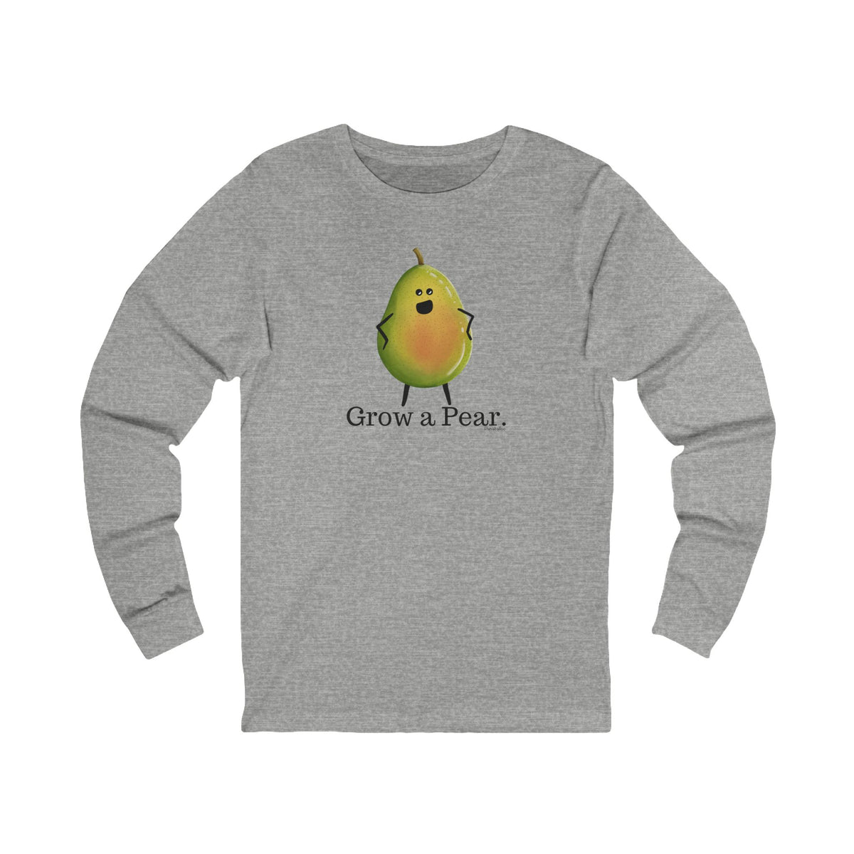 Athletic heather Grow a Pear long sleeve T-shirt front view
