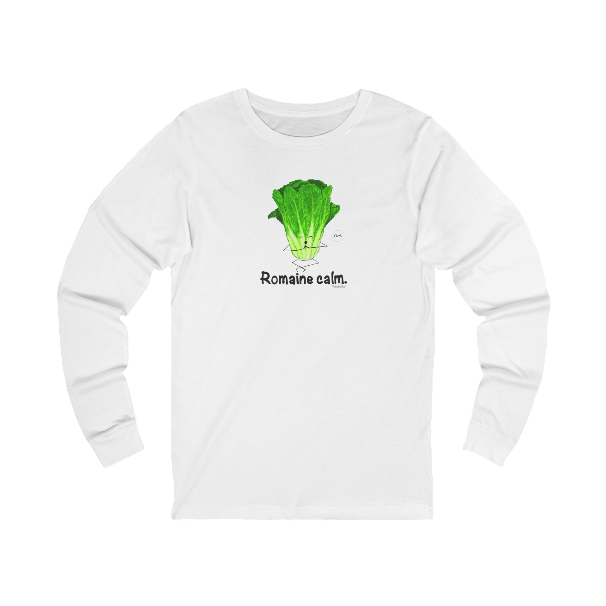White Romaine Calm funny lettuce long sleeve shirt front view