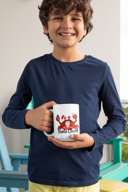 Big Funny Santa Claws Christmas Mug with Crab Pun