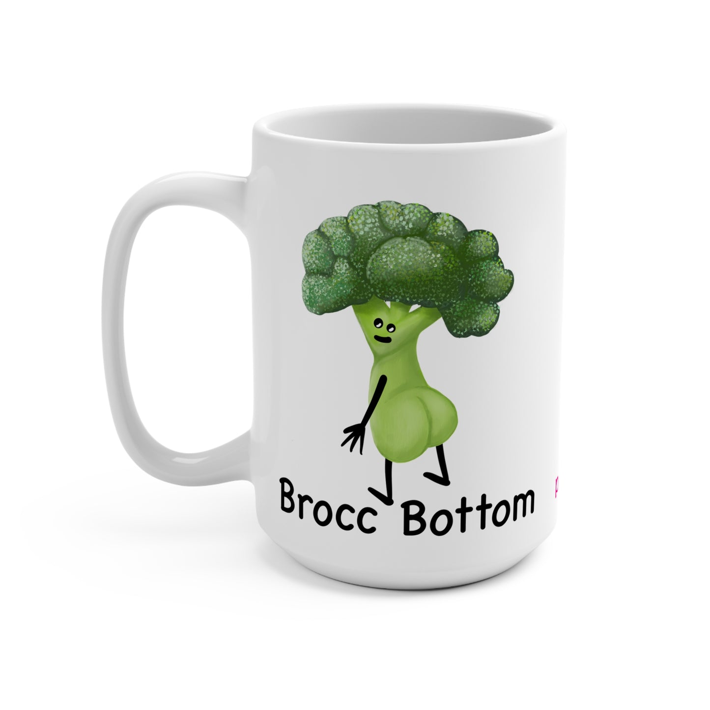 Brocc Bottom 15oz Broccoli Pun Mug - Punaballoo