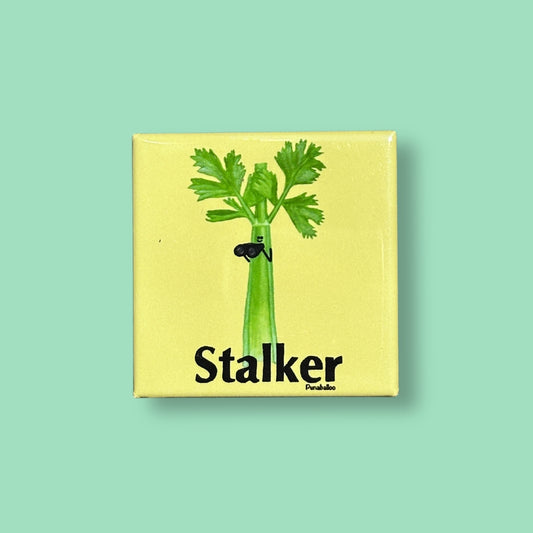 Stalker Celery Magnet – Funny Food Pun Gift | 2"x2" Square