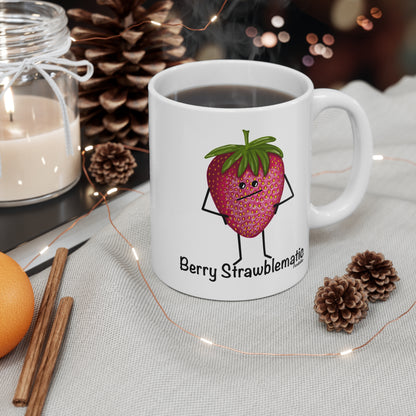 Berry Strawblematic 11oz Strawberry Pun Mug - Punaballoo