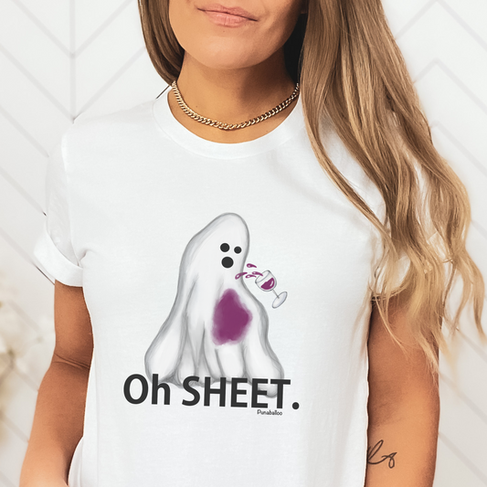 Oh Sheet Adult Unisex Wine Pun T-Shirt