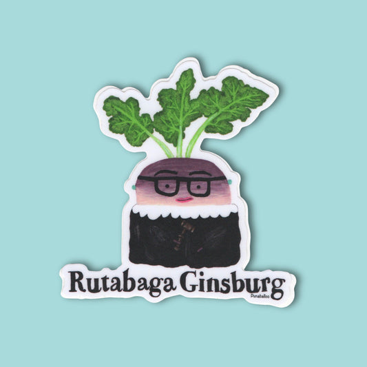 Rutabaga Ginsburg Sticker – 3″ Vinyl, Weatherproof Feminist Pun (RBG)