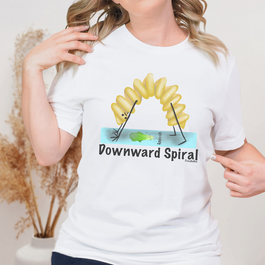 Downward Spiral Adult Unisex Pasta Pun T-Shirt - Punaballoo