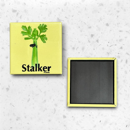Stalker Celery Magnet – Funny Food Pun Gift | 2"x2" Square