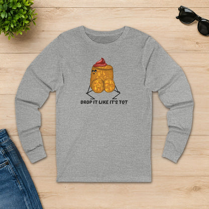 Athletic heather Drop It Like It’s Tot long sleeve shirt in a flat lay