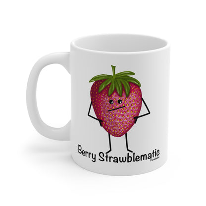 Berry Strawblematic 11oz Strawberry Pun Mug - Punaballoo