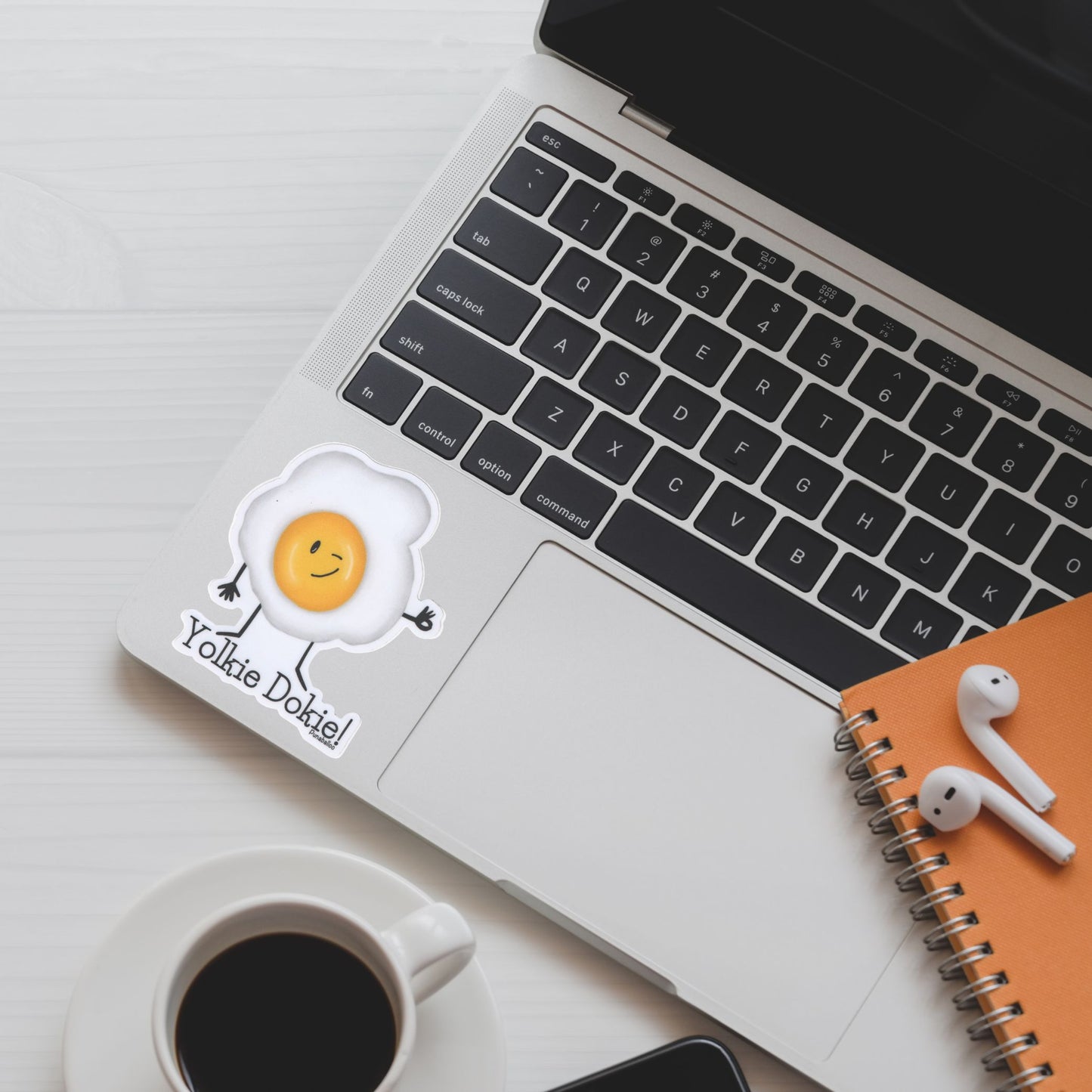 Yolkie Dokie Waterproof Egg Pun Sticker – 3″ Durable Vinyl, Weatherproof & Dishwasher Safe (Perfect for Laptops, Bottles, Cars) - Punaballoo