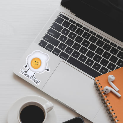 Yolkie Dokie Waterproof Egg Pun Sticker – 3″ Durable Vinyl, Weatherproof & Dishwasher Safe (Perfect for Laptops, Bottles, Cars) - Punaballoo