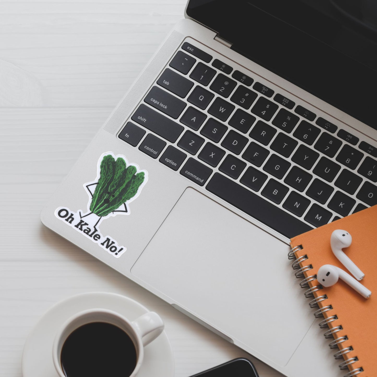 Oh Kale No! Vinyl Kale Pun Sticker – 3″ Weatherproof, Matte Finish, Funny Veggie Decal - Punaballoo