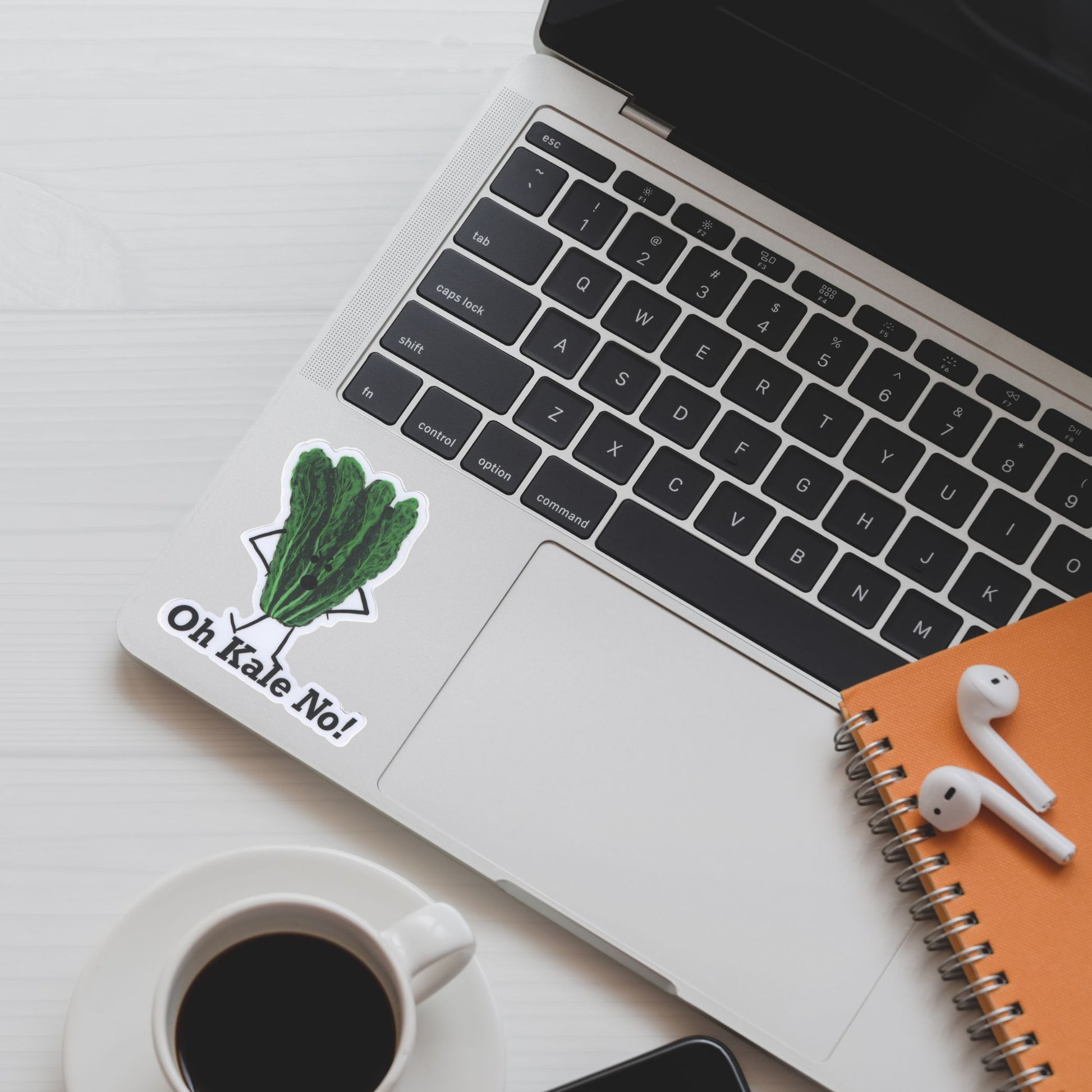 Oh Kale No! Vinyl Kale Pun Sticker – 3″ Weatherproof, Matte Finish, Funny Veggie Decal - Punaballoo