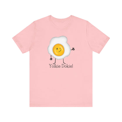 Yolkie Dokie Adult Unisex Egg Pun T-Shirt - Punaballoo