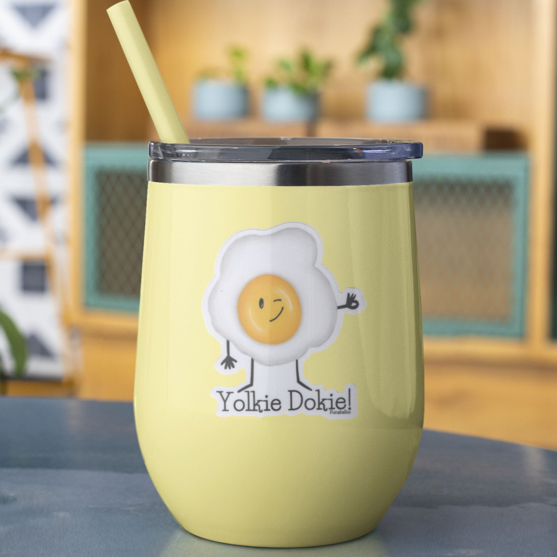 Yolkie Dokie Waterproof Egg Pun Sticker – 3″ Durable Vinyl, Weatherproof & Dishwasher Safe (Perfect for Laptops, Bottles, Cars) - Punaballoo