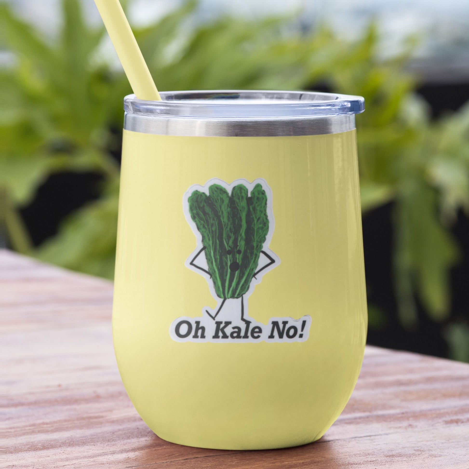 Oh Kale No! Vinyl Kale Pun Sticker – 3″ Weatherproof, Matte Finish, Funny Veggie Decal - Punaballoo