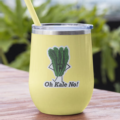 Oh Kale No! Vinyl Kale Pun Sticker – 3″ Weatherproof, Matte Finish, Funny Veggie Decal - Punaballoo