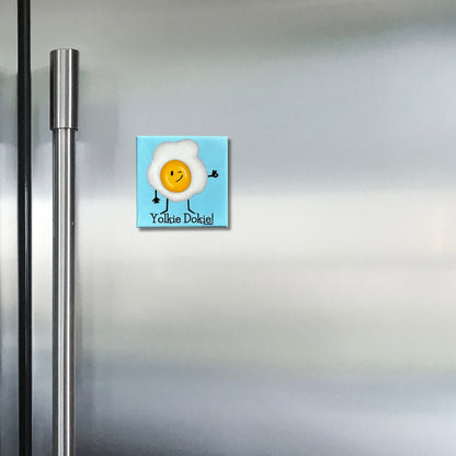 Yolkie Dokie Cute Breakfast Pun Fridge Magnet - Punaballoo