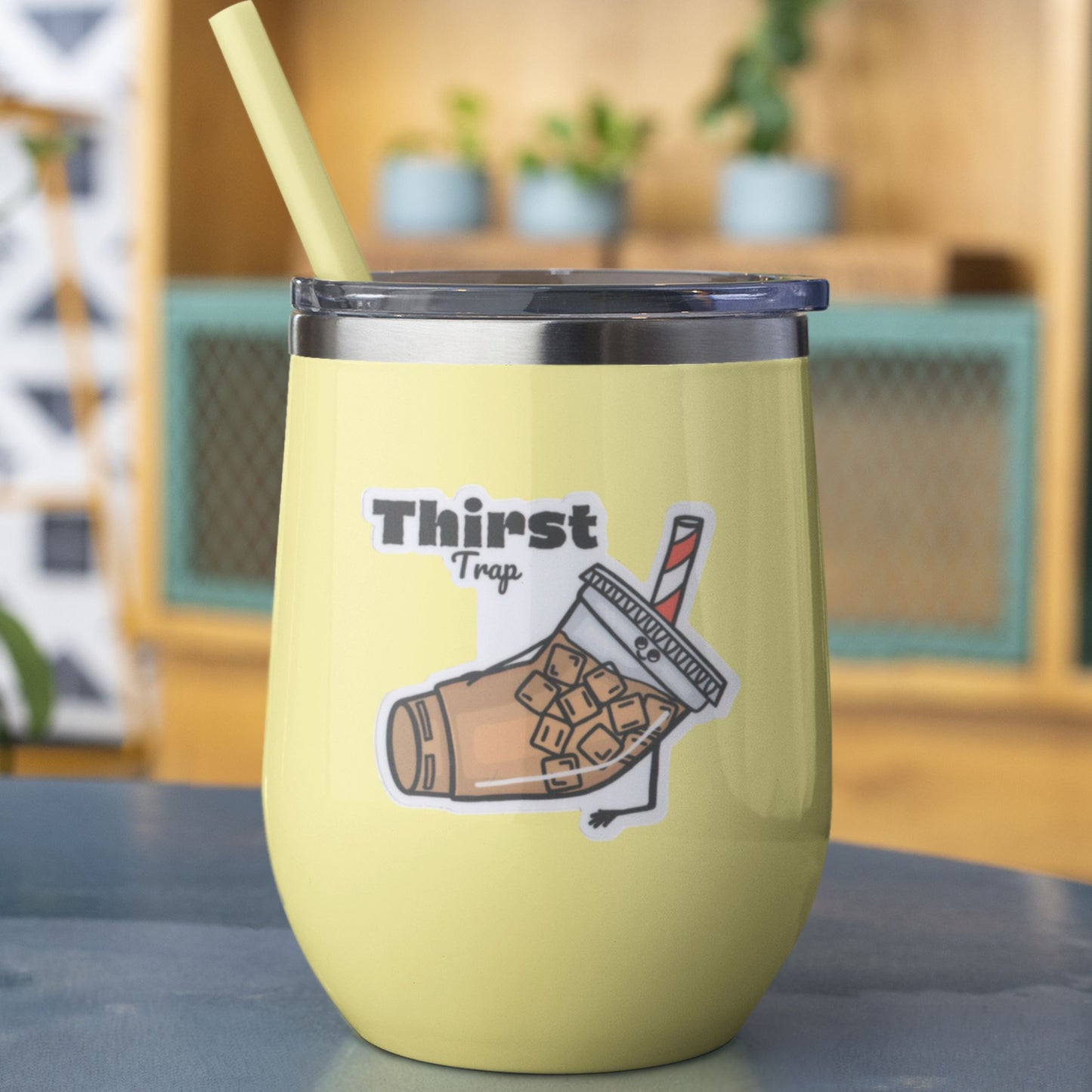 Thirst Trap Iced Coffee Sticker – 3″ Vinyl, Weatherproof & UV-Resistant, Coffee Pun Decal