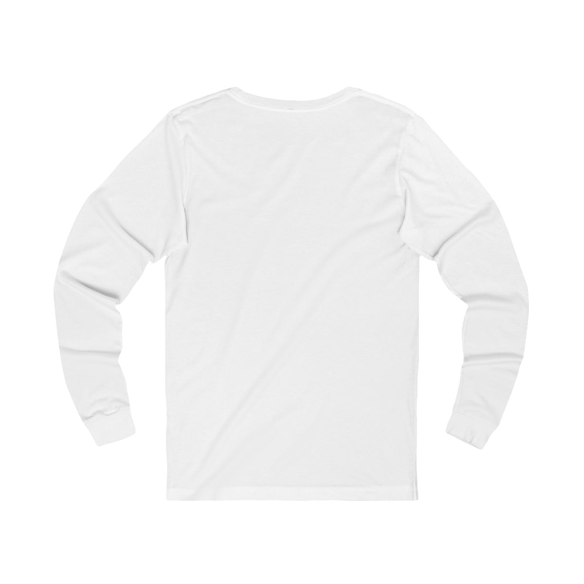 Back view of white Bella Canvas 3501 long sleeve shirt