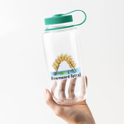 Downward Spiral Pasta Pun Sticker – 3″ Vinyl, Weatherproof Yoga & Pasta Humor