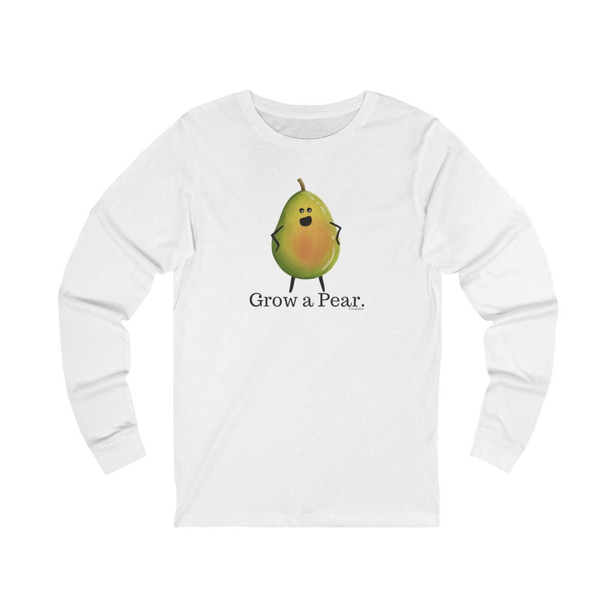 White Grow a Pear long sleeve T-shirt front view