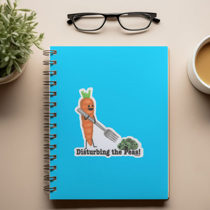 Disturbing the Peas Sticker – 3″ Vinyl, Weatherproof Pea Pun Decal - Punaballoo