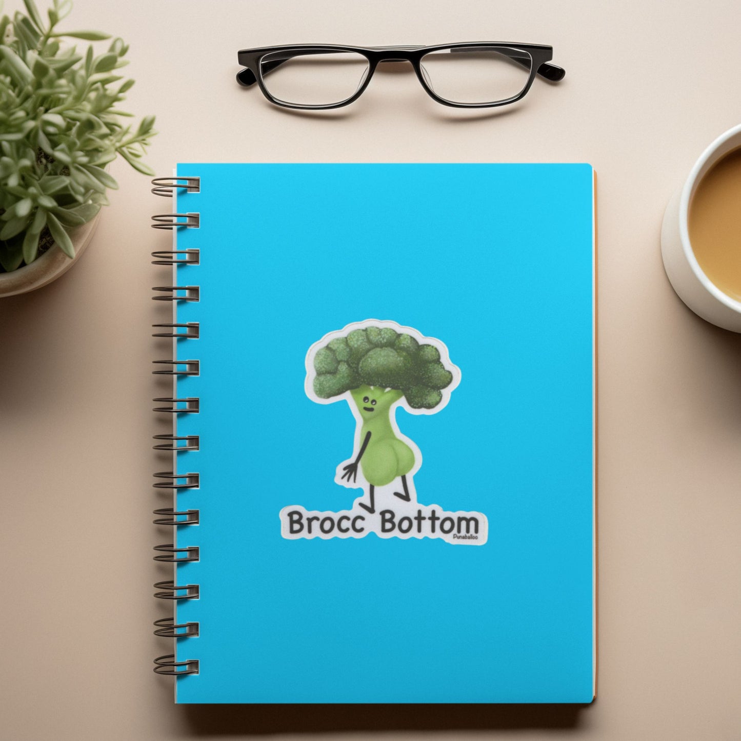 Brocc Bottom Broccoli Sticker – 3″ Vinyl, Weatherproof & Matte, Rock-Bottom Pun