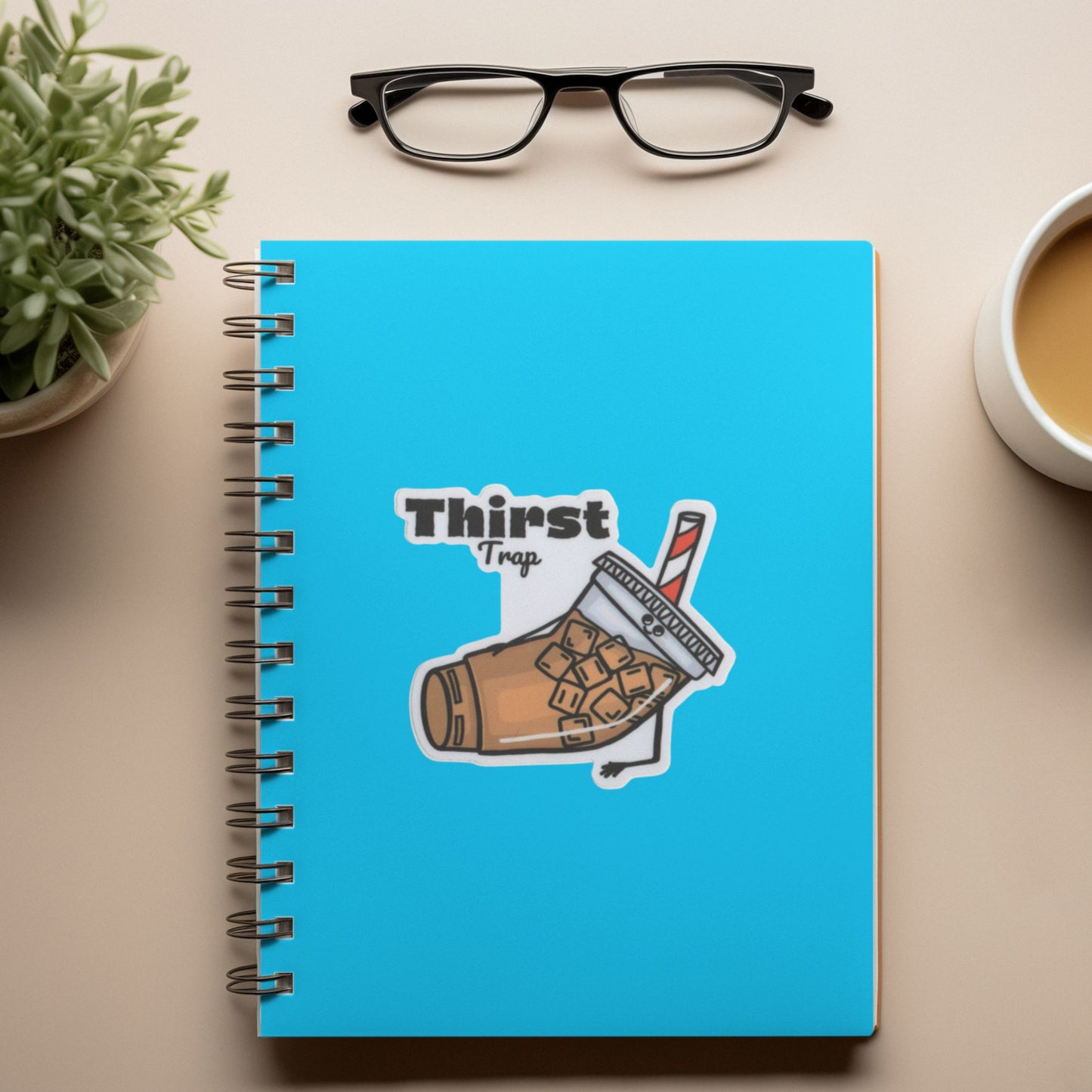 Thirst Trap Iced Coffee Sticker – 3″ Vinyl, Weatherproof & UV-Resistant, Coffee Pun Decal