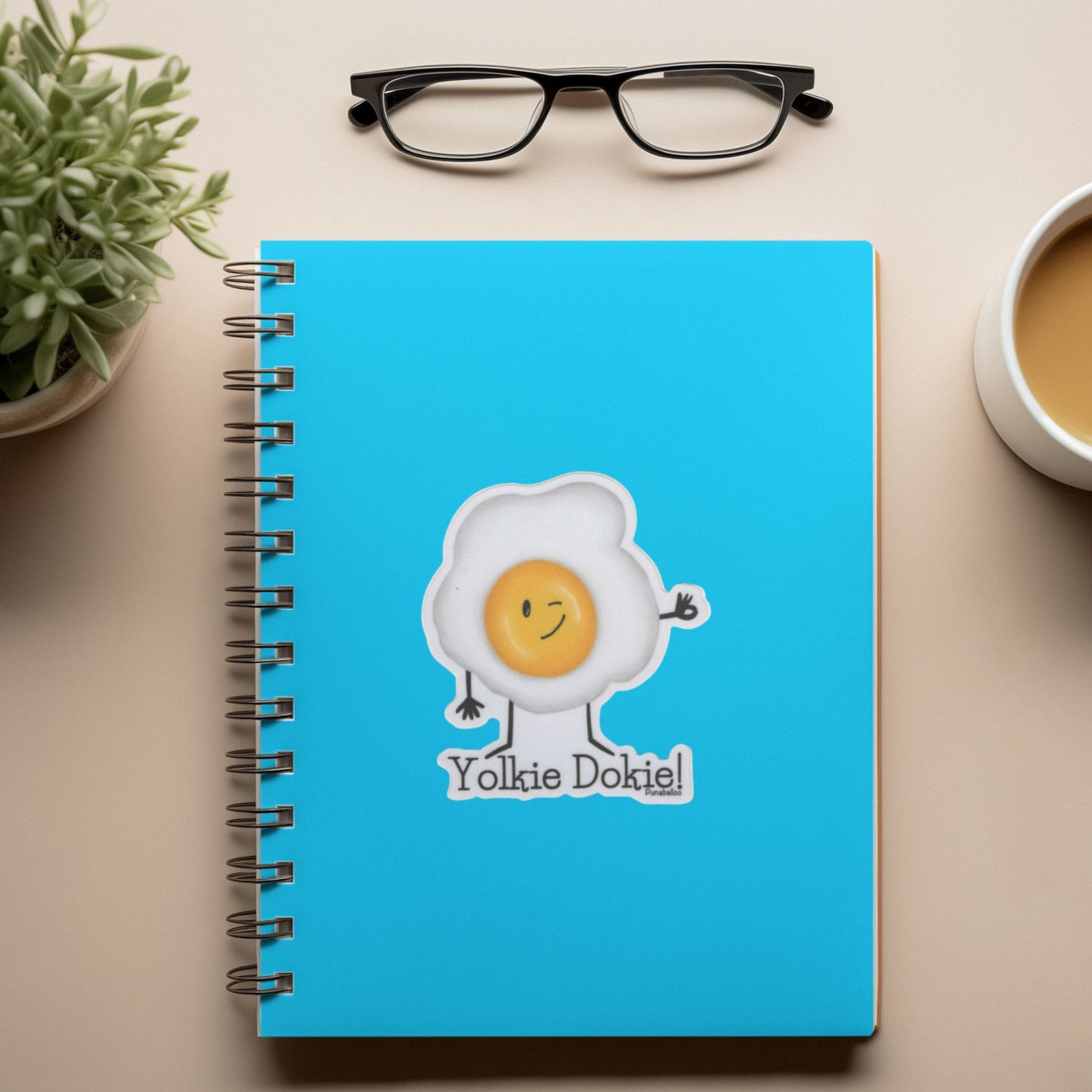 Yolkie Dokie Waterproof Egg Pun Sticker – 3″ Durable Vinyl, Weatherproof & Dishwasher Safe (Perfect for Laptops, Bottles, Cars) - Punaballoo