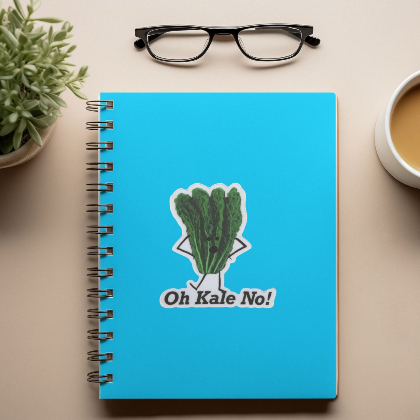 Oh Kale No! Vinyl Kale Pun Sticker – 3″ Weatherproof, Matte Finish, Funny Veggie Decal - Punaballoo