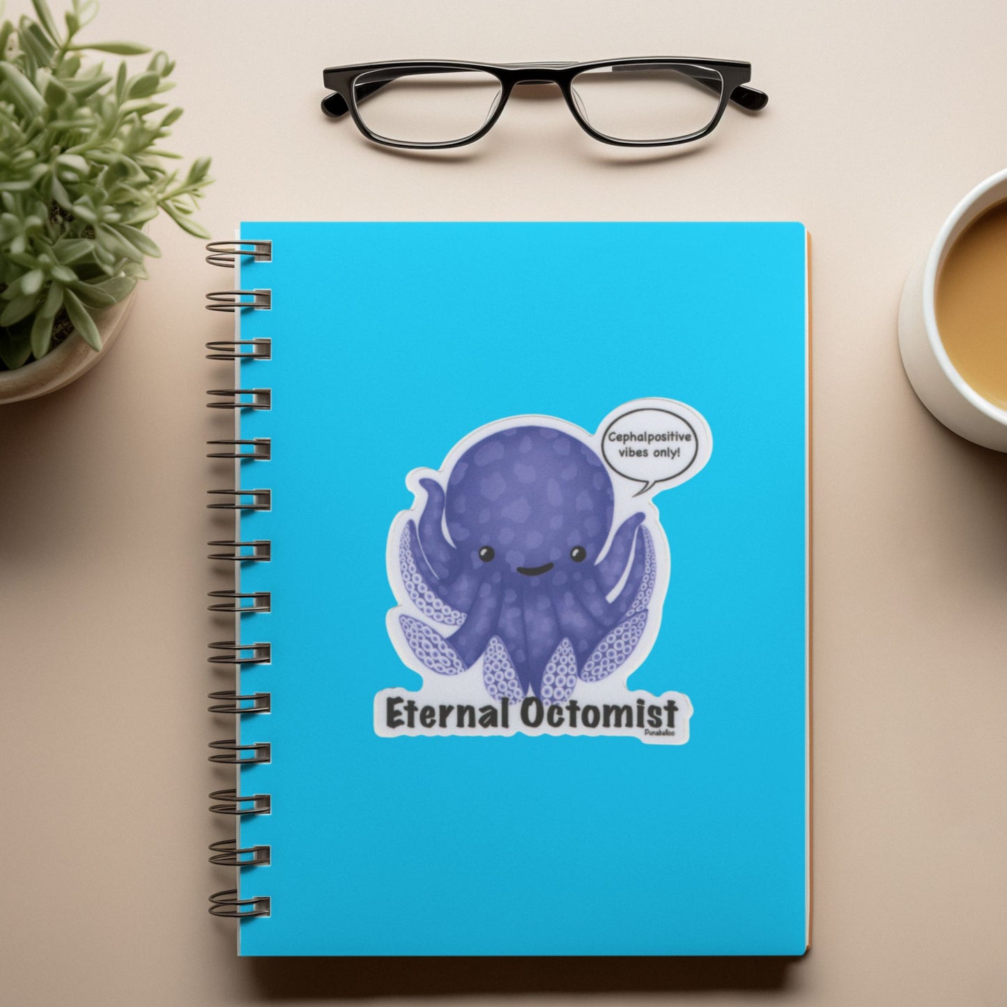 Eternal Octomist Octopus Sticker – 3″ Vinyl, Weatherproof, Punny “Optimist” Vibes