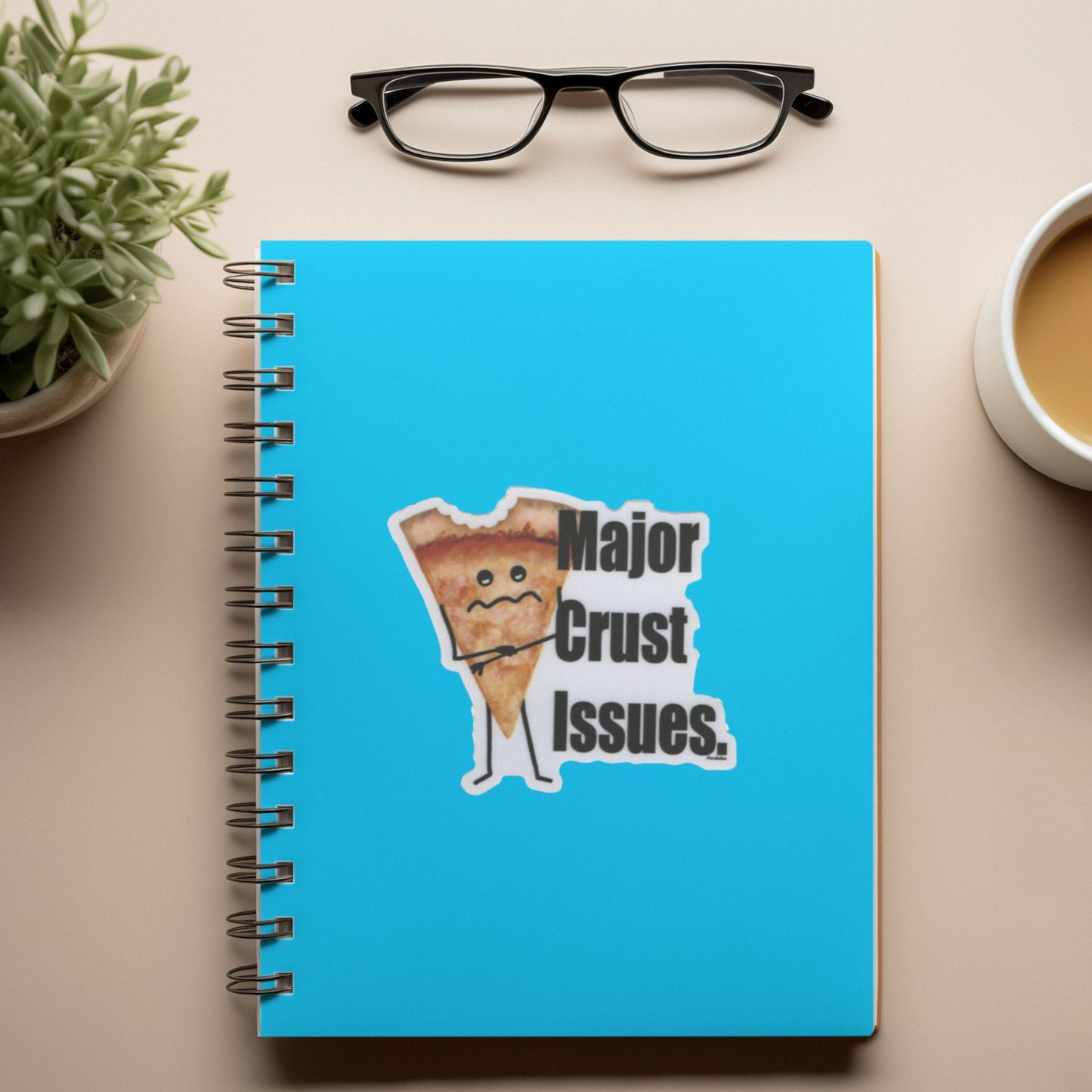 Major Crust Issues Pizza Pun Sticker – Funny 3″ Waterproof Vinyl Decal for Laptops, Water Bottles & More