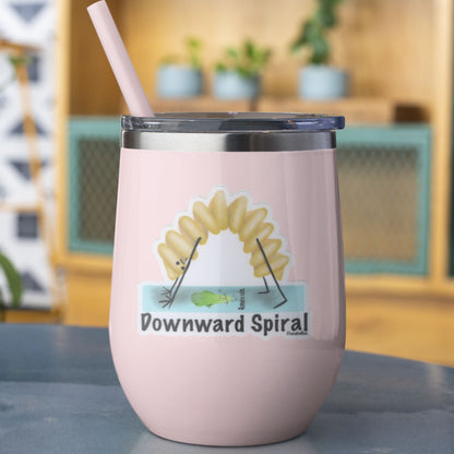 Downward Spiral Pasta Pun Sticker – 3″ Vinyl, Weatherproof Yoga & Pasta Humor