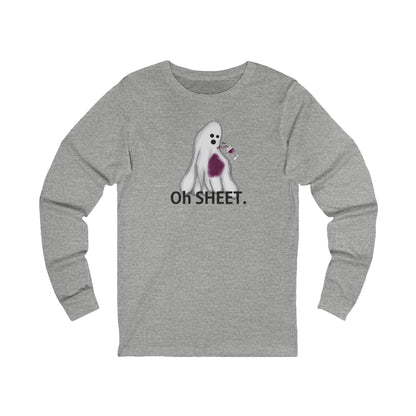 Front of athletic heather Oh Sheet ghost long sleeve shirt