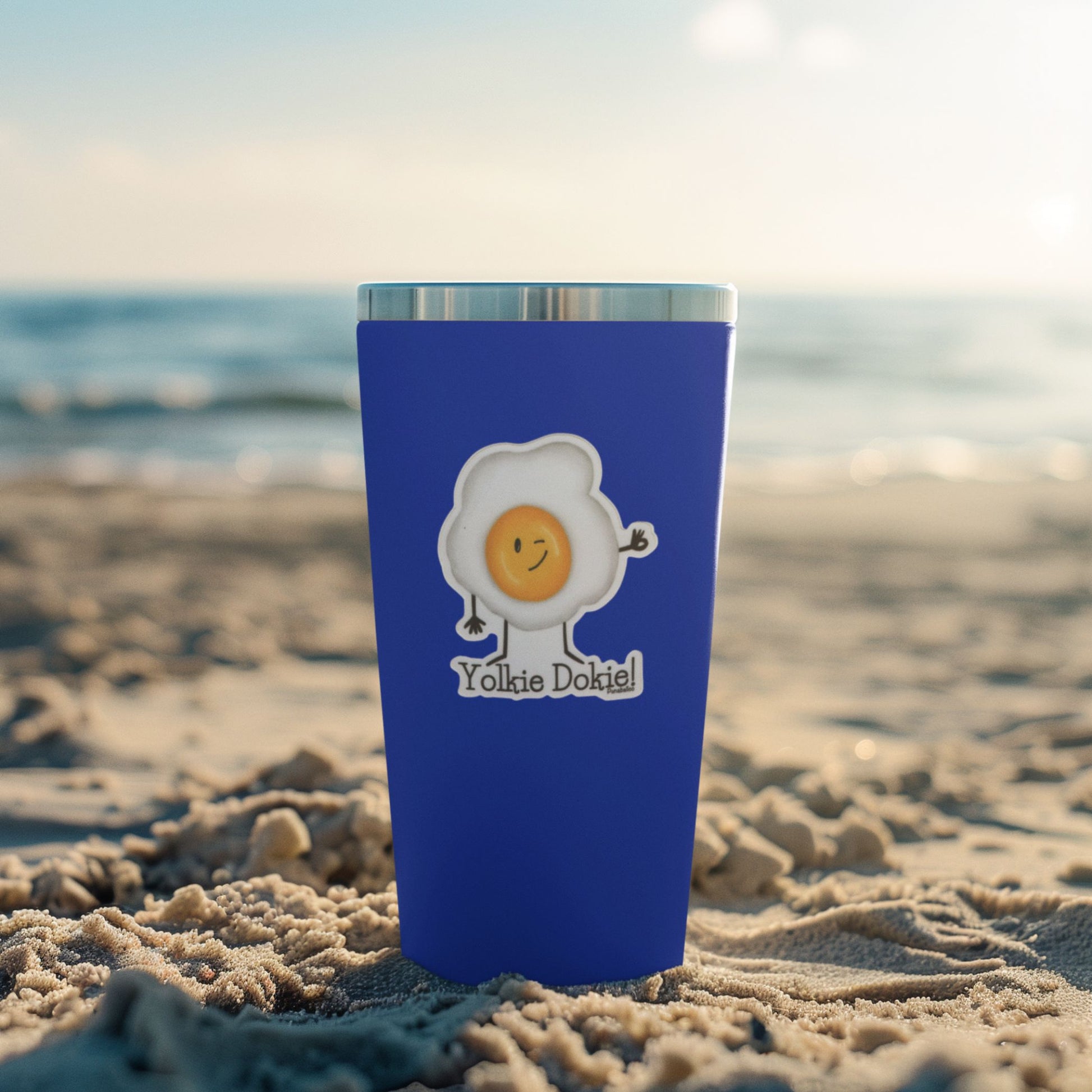 Yolkie Dokie Waterproof Egg Pun Sticker – 3″ Durable Vinyl, Weatherproof & Dishwasher Safe (Perfect for Laptops, Bottles, Cars) - Punaballoo