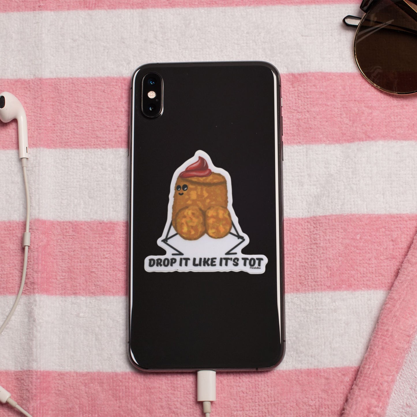 Drop It Like It's Tot Vinyl Sticker – 3″ Waterproof Twerking Tater Tot Pun Decal