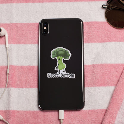 Brocc Bottom Broccoli Sticker – 3″ Vinyl, Weatherproof & Matte, Rock-Bottom Pun