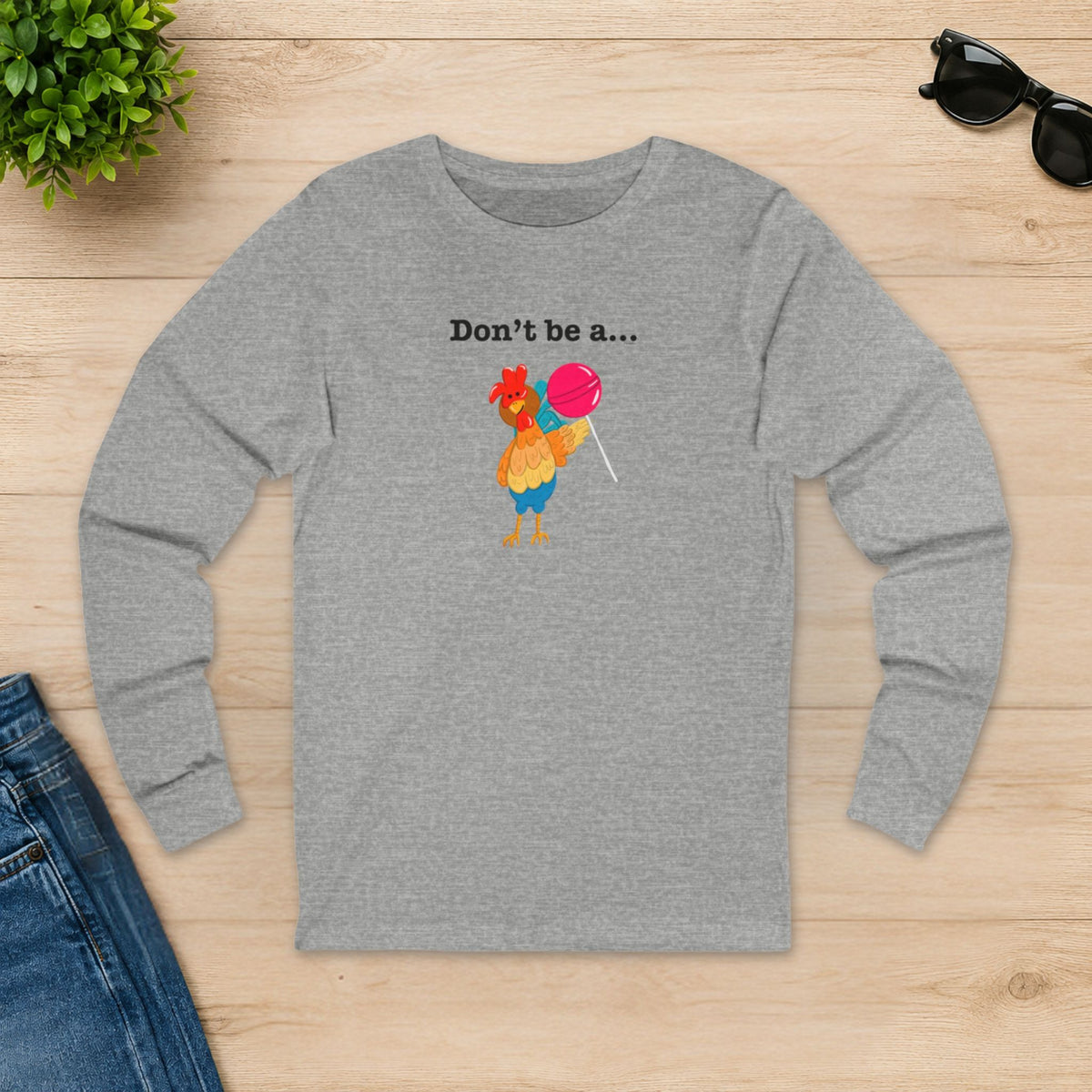 Inappropriate chicken pun long sleeve shirt