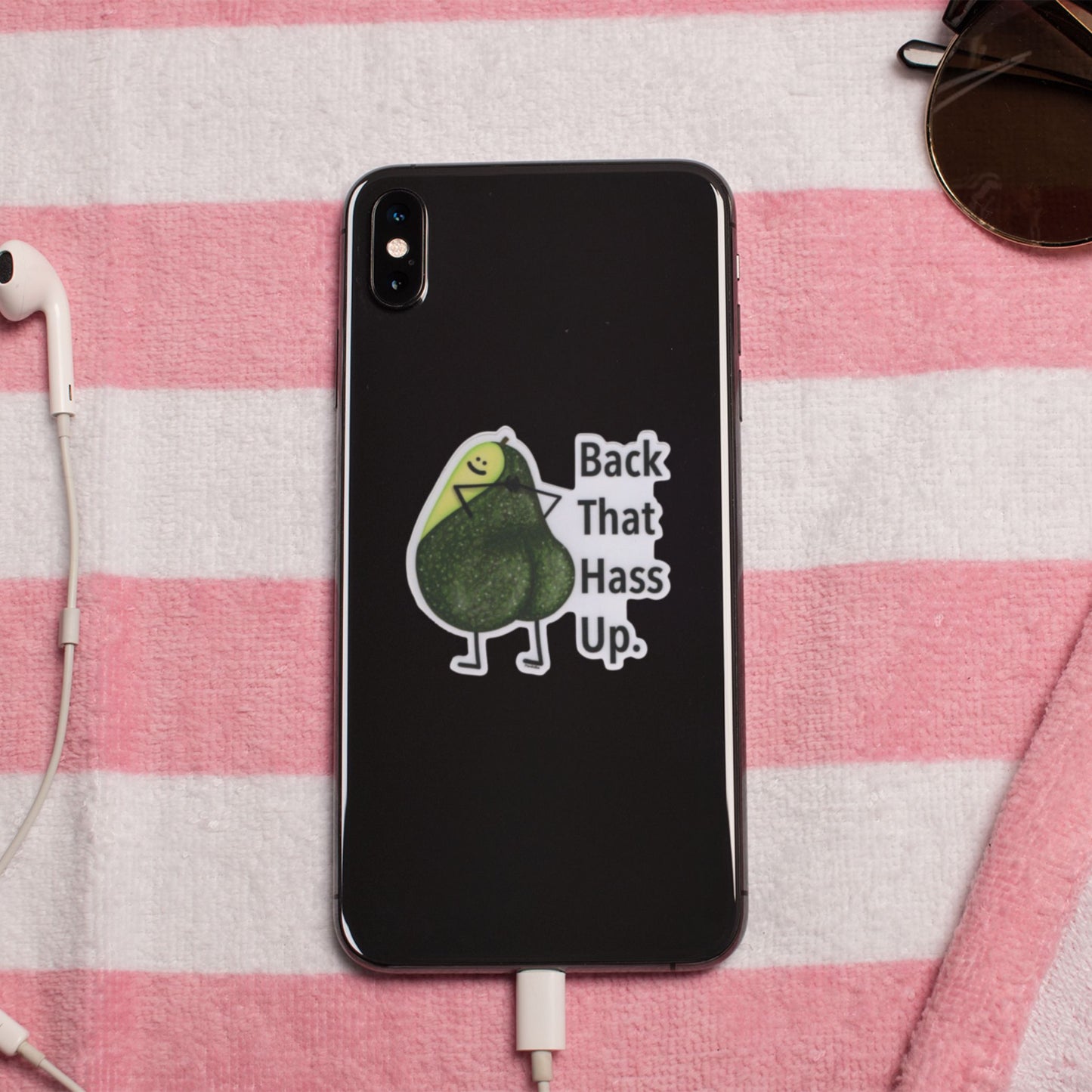 Back That Hass Up Avocado Sticker – 3″ Vinyl, Weatherproof Pun Decal