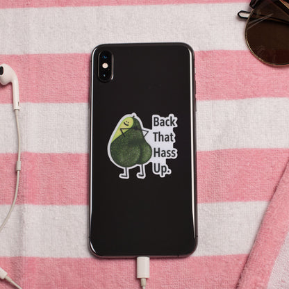 Back That Hass Up Avocado Sticker – 3″ Vinyl, Weatherproof Pun Decal
