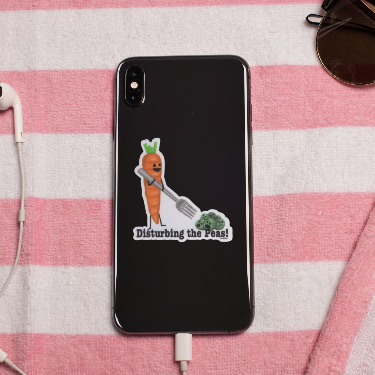 Disturbing the Peas Sticker – 3″ Vinyl, Weatherproof Pea Pun Decal - Punaballoo