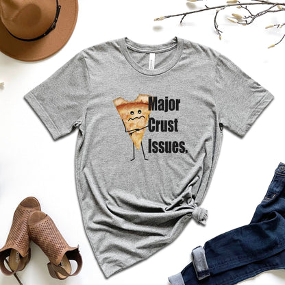 Major Crust Issues Pizza T-Shirt | Funny Unisex Graphic Tee | Pizza Lover Gift | Adult Casual Shirt | Foodie Humor Shirt | Bite Taken Pizza Tee