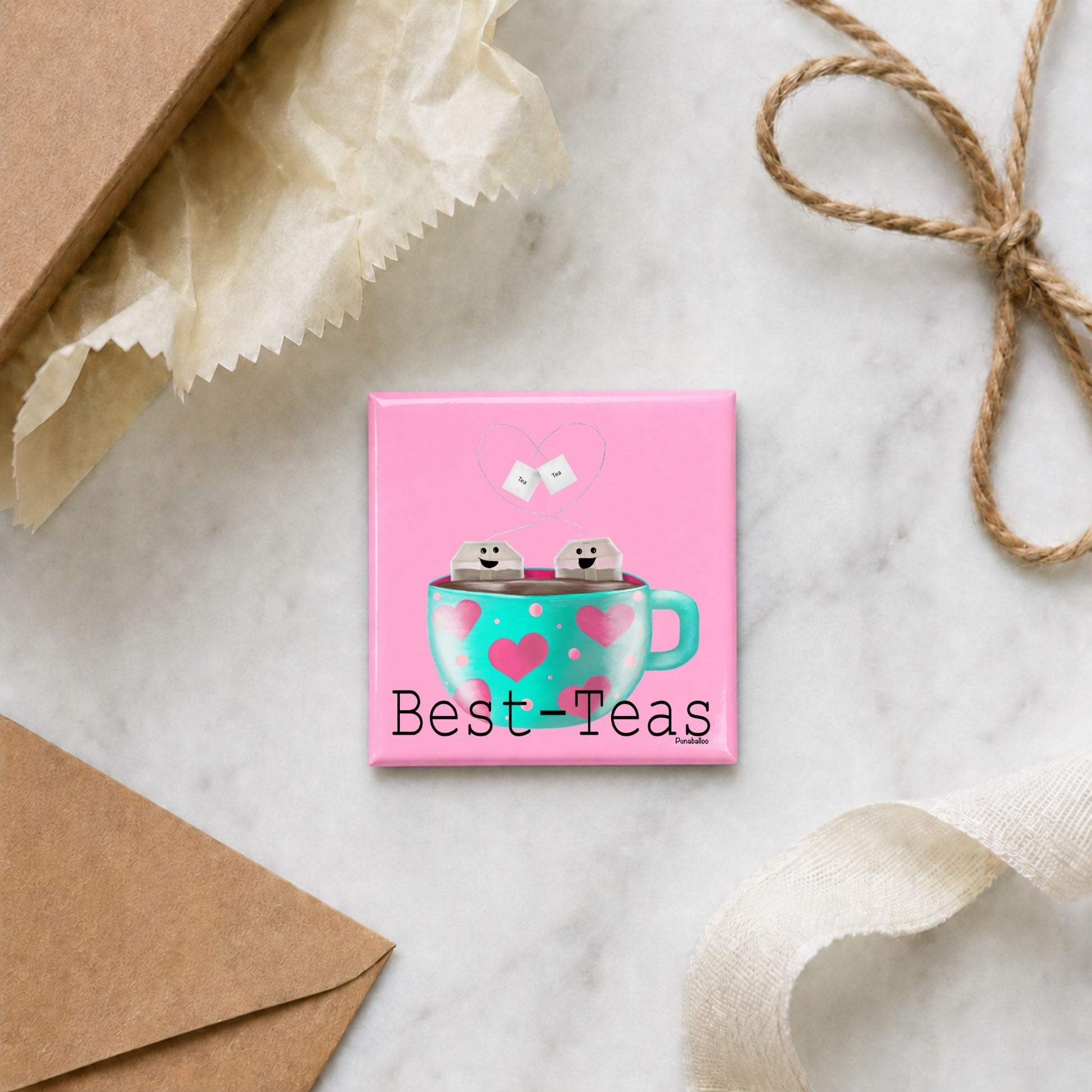 Best-Teas funny tea magnet in a gift flat lay