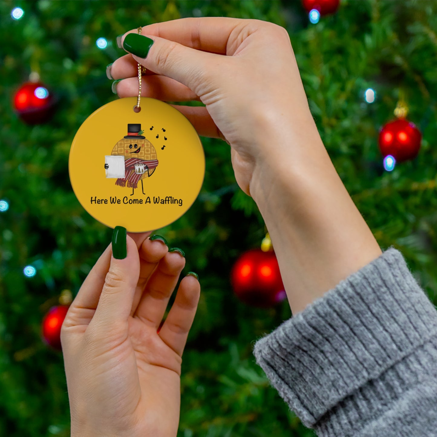 Punny Waffle Christmas Tree Ornament