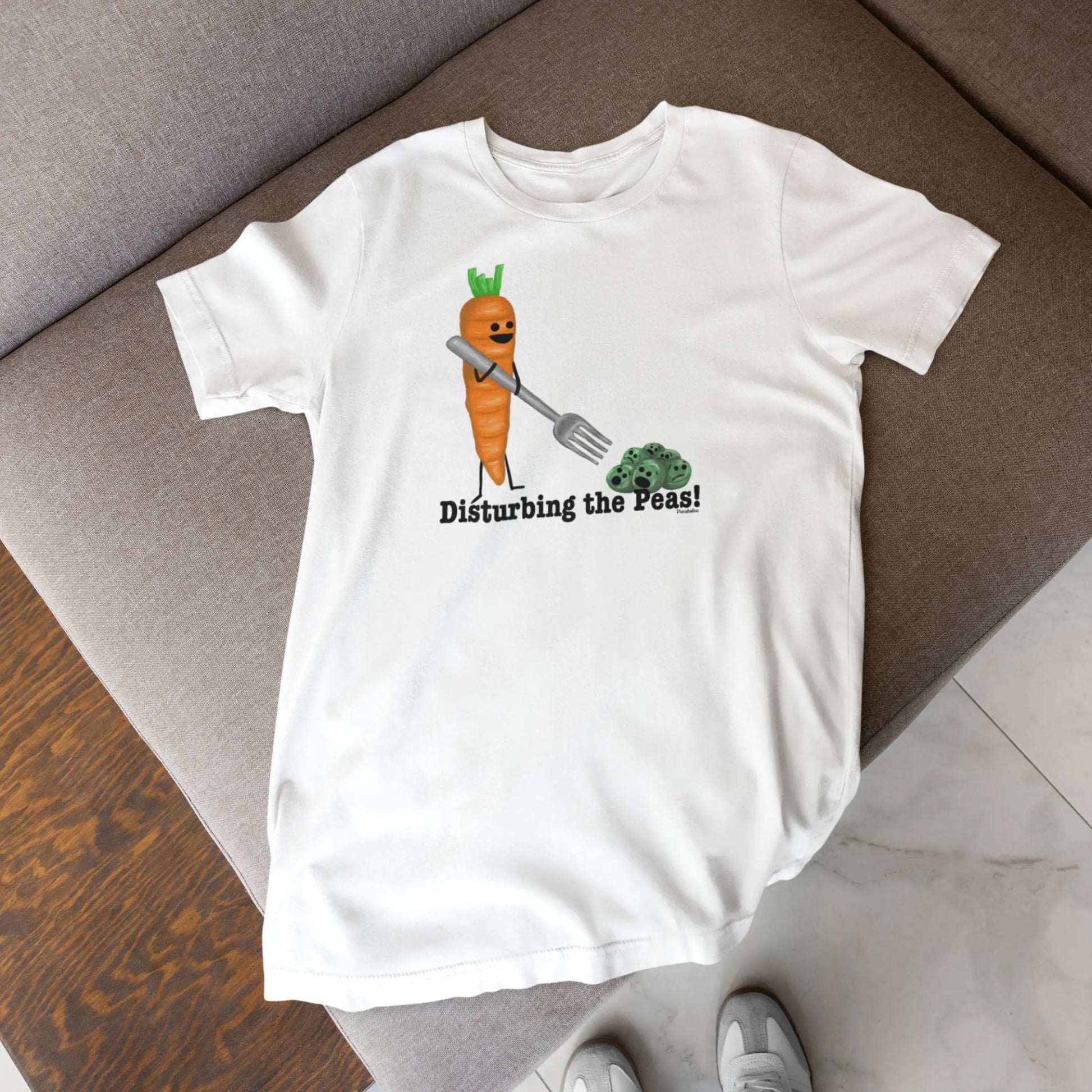 Disturbing the Peas funny pea pun t-shirt front view