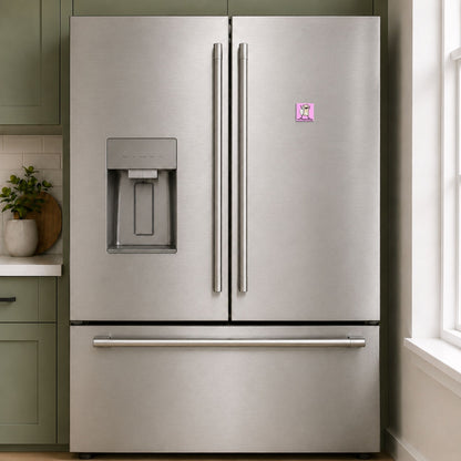 Don’t Stop Brielieving cheese pun magnet on a stainless steel refrigerator