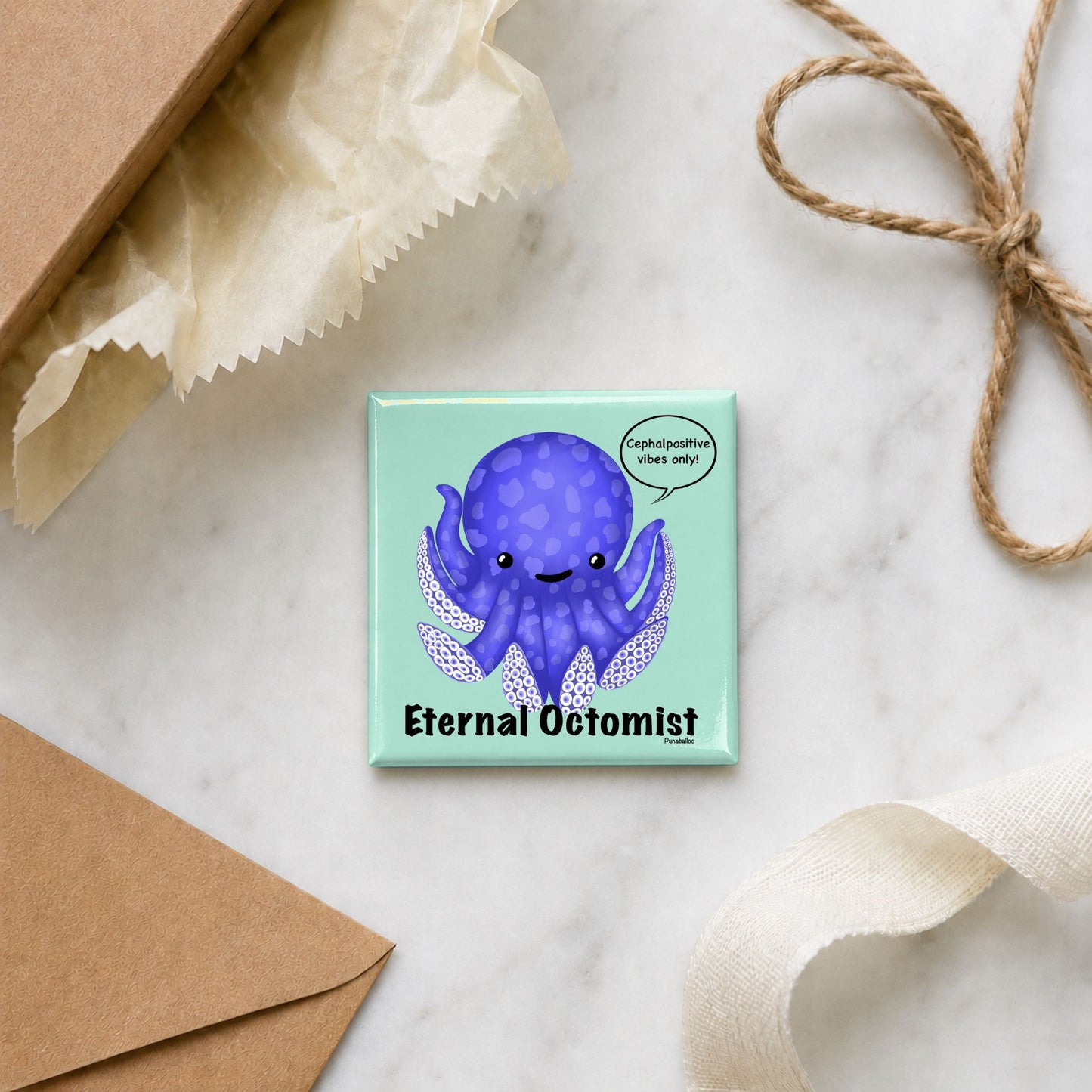 Eternal Octomist funny octopus magnet in a gift flat lay